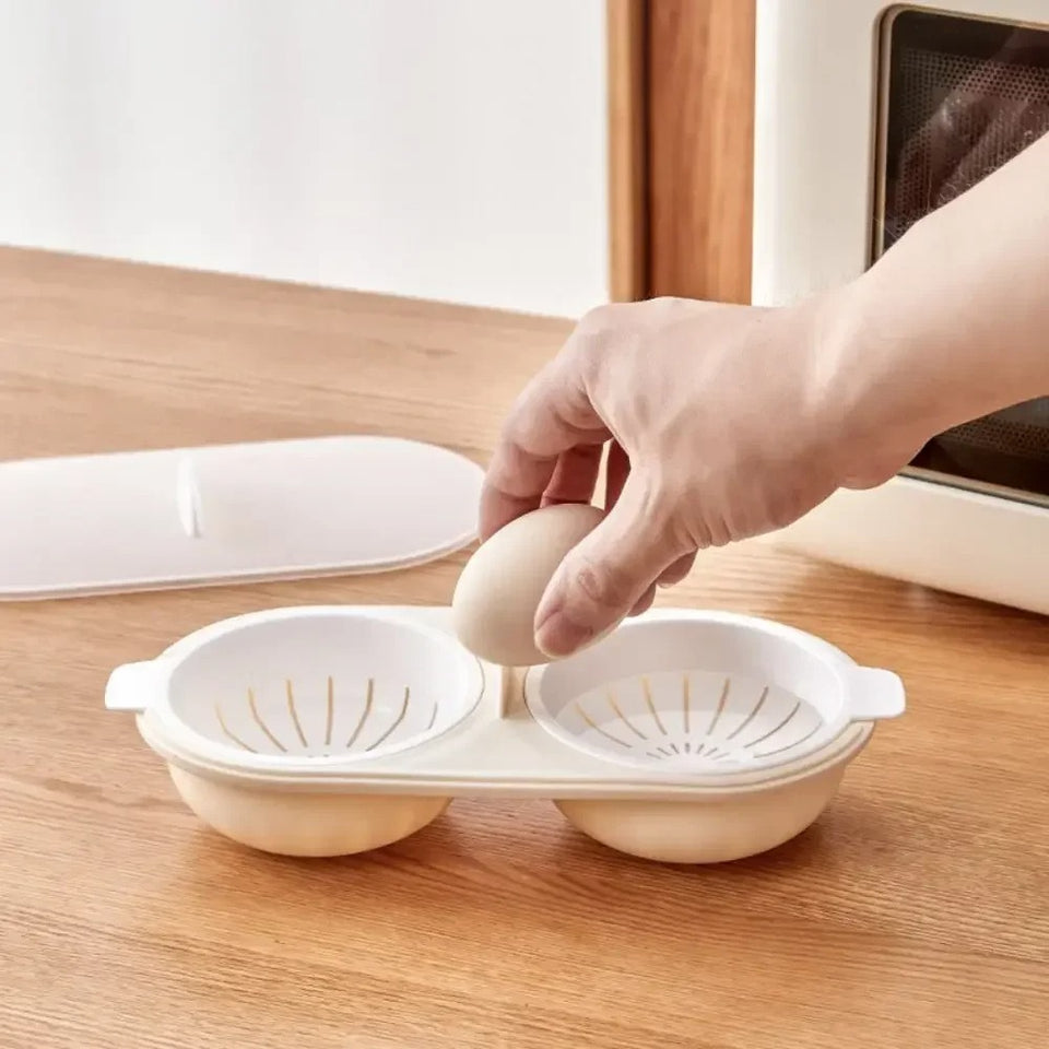1/2Pcs New Product Kitchen Cooking Gadgets Household Non-stick Hot Spring Egg Mold Food Grade Double Cups Microwave Egg Cooker
