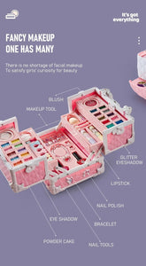 Kids Makeup Kit Little Girls 49 Pcs Washable Makeup Kit Real Girl Princess Make Up Kit with Cosmetic Case Play Set Birthday Gift