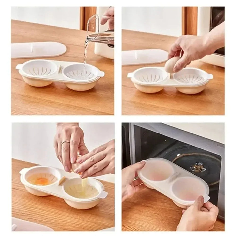 1/2Pcs New Product Kitchen Cooking Gadgets Household Non-stick Hot Spring Egg Mold Food Grade Double Cups Microwave Egg Cooker